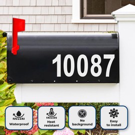 Mailbox Numbers Sticker - Reflective, Self Adhesive Numbers for Outside, Durable & Easy to Apply (White, 4 Inch)