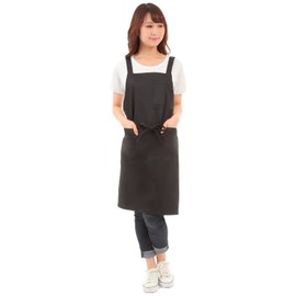 smile mode H-shaped Apron, Stylish, Solid, With Pockets, Unisex, Simple Design, For Home, Cafes, Nursery, Wrinkle Resistant, 15 Colors, Black (Black), Free size