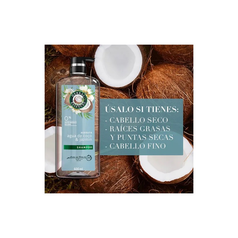 Shampoo Hidrata Agua De Coco & Jazmín 600 Ml Herbal