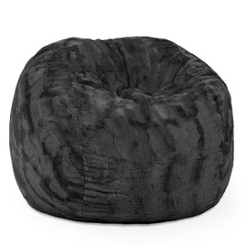 Jaxx Saxx 3 Foot Bean Bag Chair - Faux Fur, Black