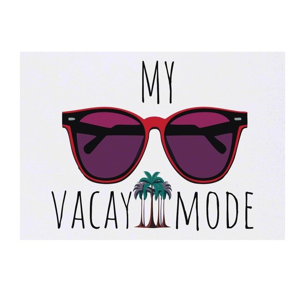 Large 'Vacation Mode With Sunglasses And Palms' Temporary Tattoo (TO00074471)