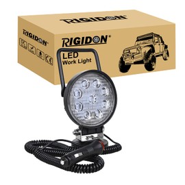 RIGIDON 1 x LED work light with magnetic base, 12 V, 24 V, 4 inch, 10 cm, 27 W LED floodlight, off-road lighting for car, SUV, ATV, tractor, truck, 4 x 4, boat, 6000 K LED search light, work light