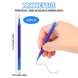 12 Pack Blue Erasable Pen Refills Compatible with Pilot Frixion and Most Rollerball Friction Pens Blue Ink 0.5 mm Stainless Steel Tip Smooth Durable Writing Experience for Students Professionals