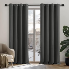 Deconovo Deconovo Thermal Insulated Blackout Curtains, Anti-Cold, Curtains for Living Room and Bedroom, Modern Design with Eyelets, 107 x 242 cm (Width x Height), Dark Grey, 2 Pieces