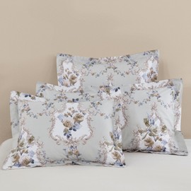 DAUAOTO Euro Shams 100% Cotton Square Pillow Cover Set of 2, 26"x26" Pillowcases, Classical Pattern, Rococo Gray