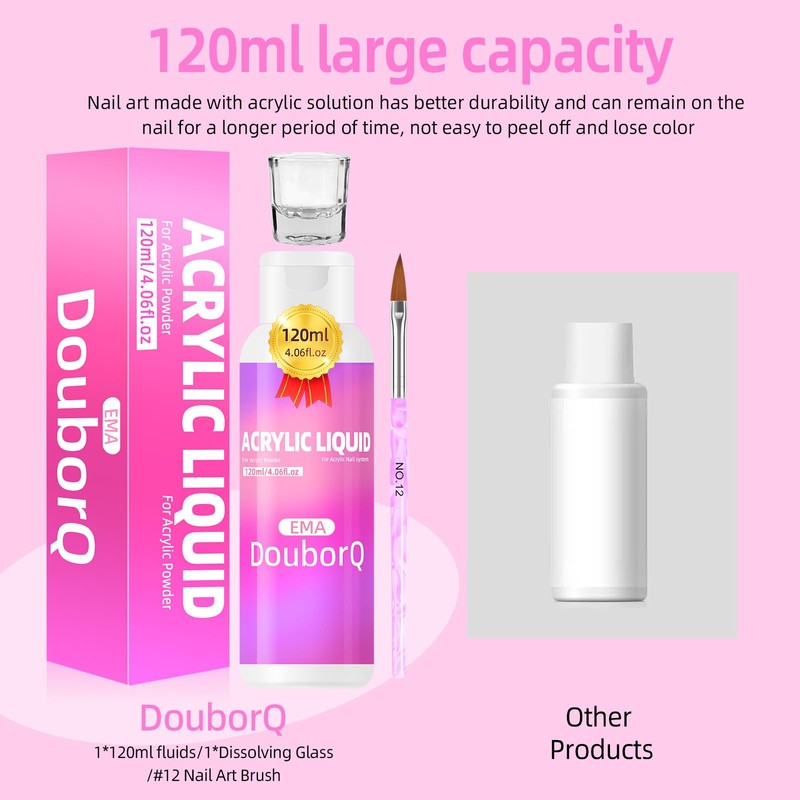 Douborq Acrylic Liquid Monomer for Nail Art, 120ml/4.06 fl.oz, with