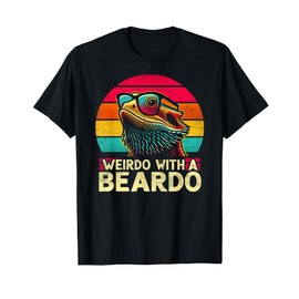Bearded Dragon Funny Weirdo With The Beardo Retro Sunset T-Shirt