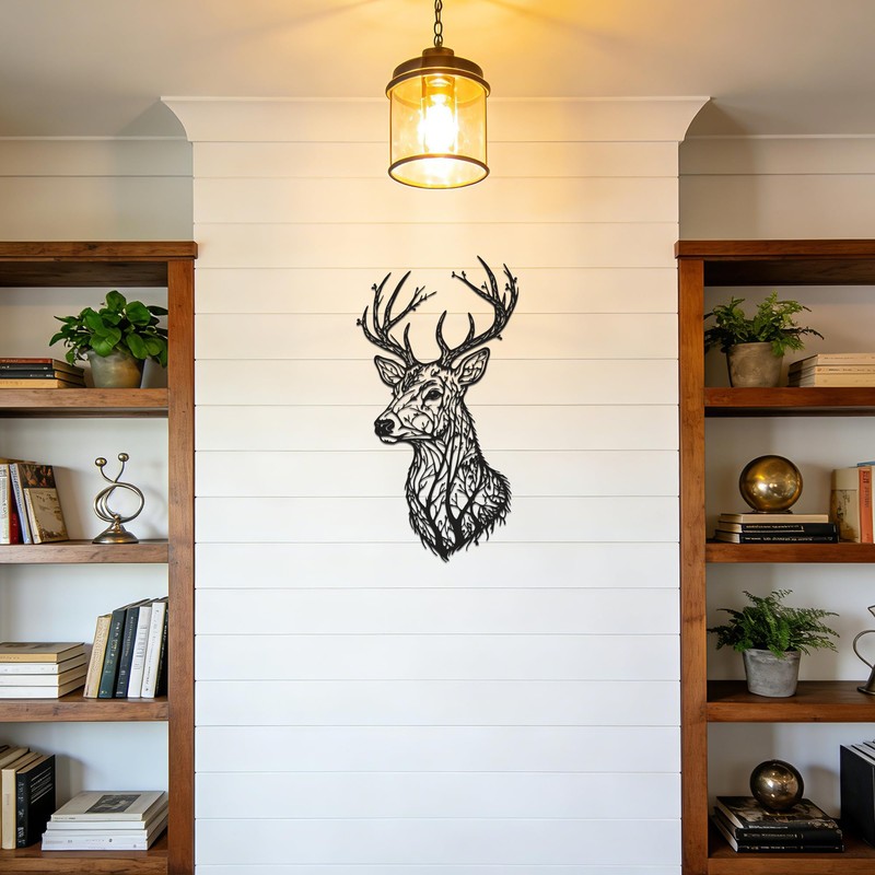 Deer Head Metal Wall Art - Rustic Cabin Decor