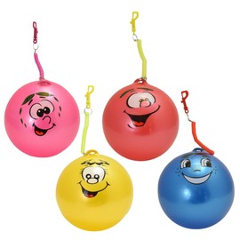 eMKay® Pack of 1 (One Random Scent/Colour Supplied) – Fruity Smelly Bouncy Ball with Keyring – Scented 90g Inflatable Ball with Smiley Face – Stress Relief & Sensory Toy for Kids