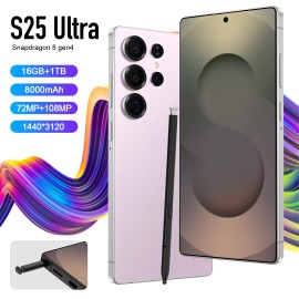 Free Shipping Hot Selling S25 Ultra Mobile Phone Original 5g Android13 Smartphone Big 4k 12gb Ram 512tb 120hz 108mp Rear Cameracolor: Pink, ram: 12g, storage capacity: 512GB, plug: UK
