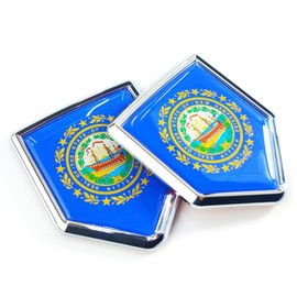Newperlite New Hampshire Flag Decal Sticker Car Emblem New Hampshire Flag Car Decoration Accessories Chrome Shield for Truck Vehicles Cars, 2 Pack