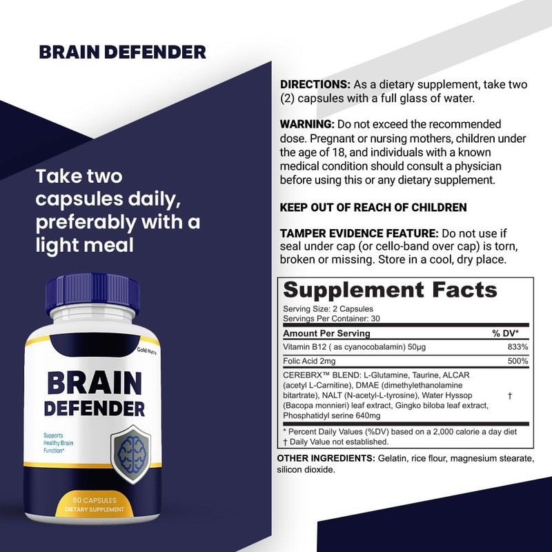 Brain Defender Supplement Pills, Brain Defend All Natural Brain and