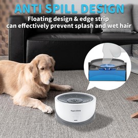 CyperGlory Dog Water Bowl, No Spill 55oz Pet Water Bowl for Cats & Small Puppies to Medium Large Breeds, Anti Splash Slow Drinking Water Feeder for Messy Drinkers (White w/ 2 Fliters)