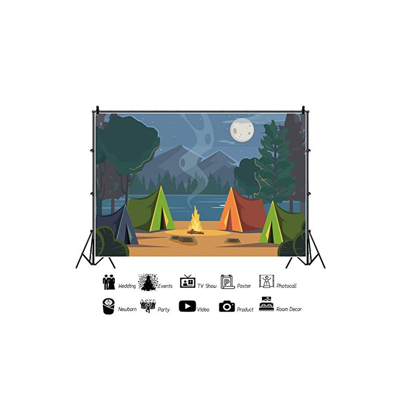 Yeele 7x5ft Forest Camping Backdrop Summer Camp Bonfire Photography Background