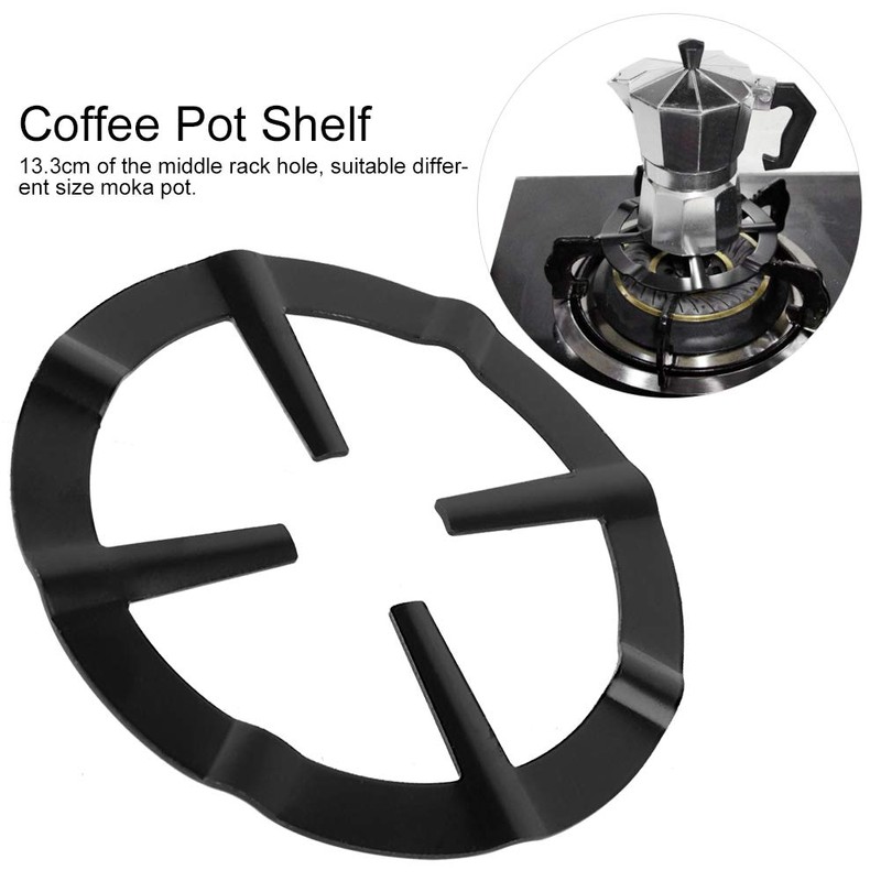 Round Stove Rack Coffee Pot Shelf Stainless Iron Black Moka