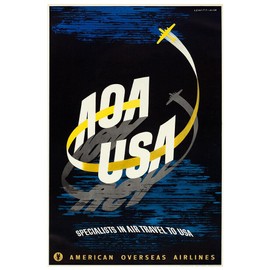 American Overseas Airline - Specialist in Air Travel - Vintage Travel Poster-8 x 12 Inches - US/CAN Only