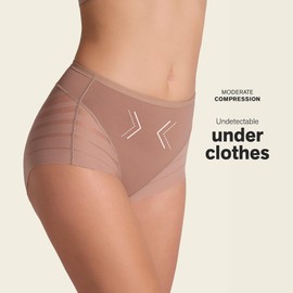 Leonisa Women's No Show Invisible Comfy Tummy Control Classic Panty,Brown,Medium