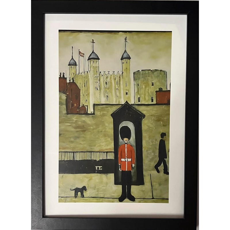 Greetingles Lowry-Style Framed Print. Beautiful Black Ash Frame (Lowry, PT
