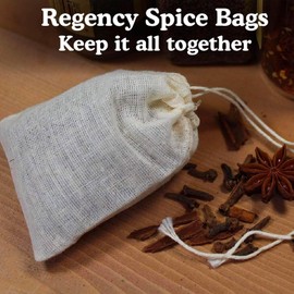 Regency Wraps 100% Cotton Drawstring Bag, Pouches for Enclosing Bulk Spices, Tea, Potpourri, and Jewelry, 100% Cotton Mini Bags, 3" x 4", Pack of 4, Natural