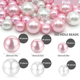 225 PCS Pearl Beads and 1000 PCS Water Gel Beads, 10/14/20mm Floating Pearls for Vases, Pink and White Pearls for Home Table Party Decor Centerpieces