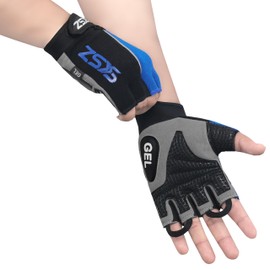 SKSZ LEATHER Gym Gloves| Weight lifting Gloves| Training Gloves with Wrist Support | Gym Gloves Men | Fingerless Work Gloves | for Cycling Hanging & Pull-up’s (S, BLUE)
