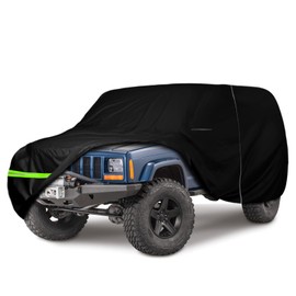 Waterproof Car Cover Replace for 1983-2001 Jeep Cherokee XJ 2/4 Door, 6 Layers All Weather Car Covers with Zipper Door & Windproof Bands for Snow Rain Dust Hail Protection