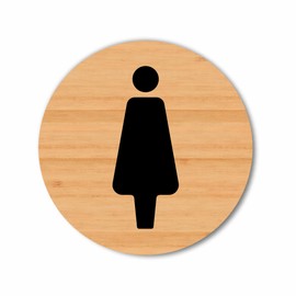Female Symbol Sign – 100 x 100mm – Sustainable Bamboo with Vivid Print, Peel-and-Stick Installation, Eco-Friendly Restroom Signage for Offices, Restaurants & Public Spaces