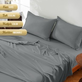 ChicView Twin Sheet Set, Breathable Cooling Microfiber Sheet Set, Deep Pockets Up to 16", Easy Care Bed Sheet and Pillowcase (Twin, Gray)