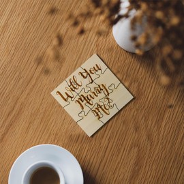 Will You Marry Me Proposal 9 Piece Square Jigsaw Puzzle Laser Engraved Basswood 3.5" x 3.5"