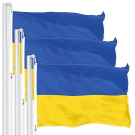 G128 NEW G128 Ukraine Flag 3-Pack 3x5 FT Ukrainian Printed 150D Polyester