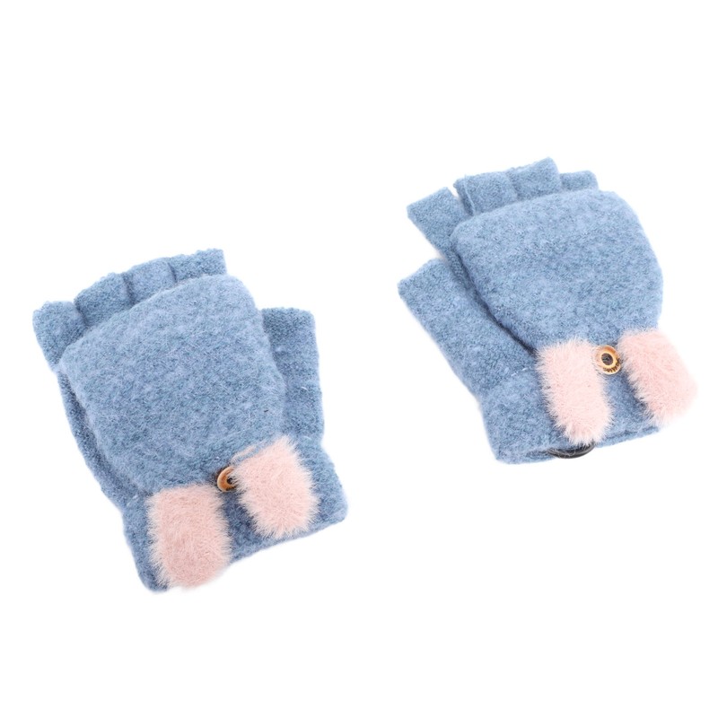 USB Heated Knitted Flap Gloves Half Finger 5V Winter Heating