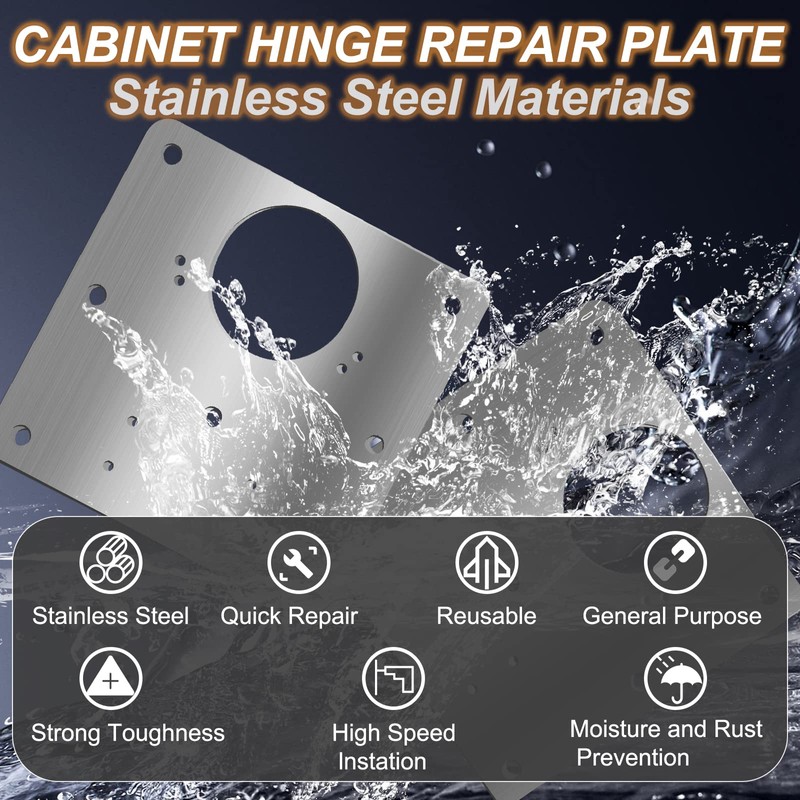 6 Pcs Cabinet Door Hinge Repair Plates, Cabinet Hinge Repair