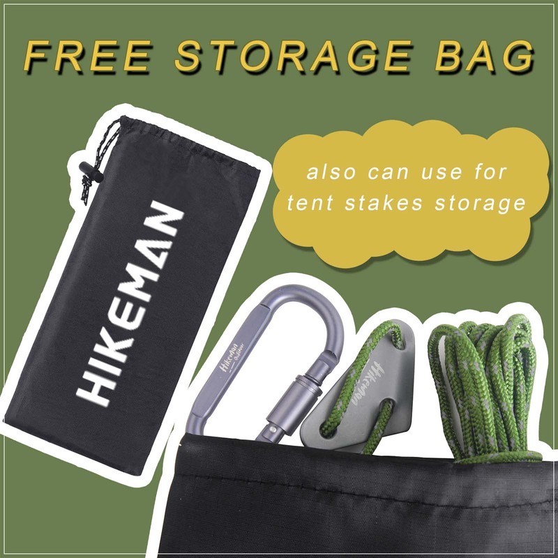 Hikeman 4 Pack Camping Rope with Locking Carabiner Clip,4mm Reflective