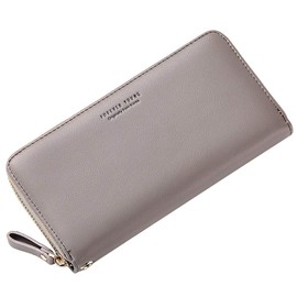 Women's Large Leather Purse with Zip Long Gold Purse for Women Pink