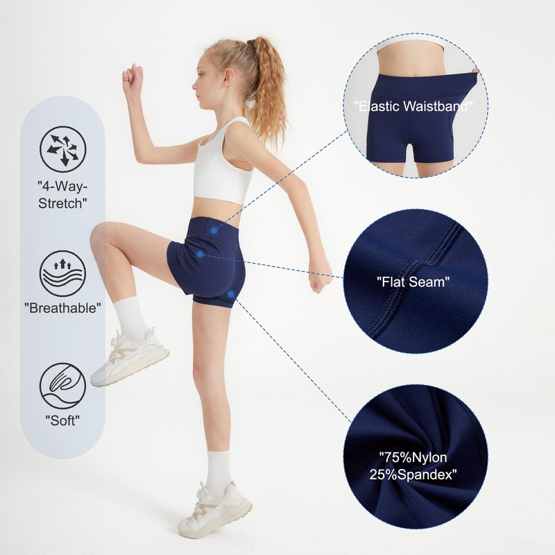 DIPUG Girls Volleyball Biker Shorts with Pockets High Waist Athletic