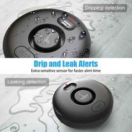 5 Black Pack Water Leak Alarm Detector, 120dB Loud Alert Water Sensor, IP66 Waterproof, Sensitive Leak and Drip Alert, Easy Installation for Home, Basement Flood Prevention, Bathroom, Sink, Laundry