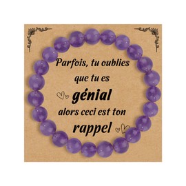 CheersLife Women's Bracelet Women's Gift Natural Stone Bracelet Birthday Christmas Gift Idea Original Pearl Bracelets Gift for Mother Daughter Sister Girlfriend Teenager Couple - Amethyst FR, Stone,