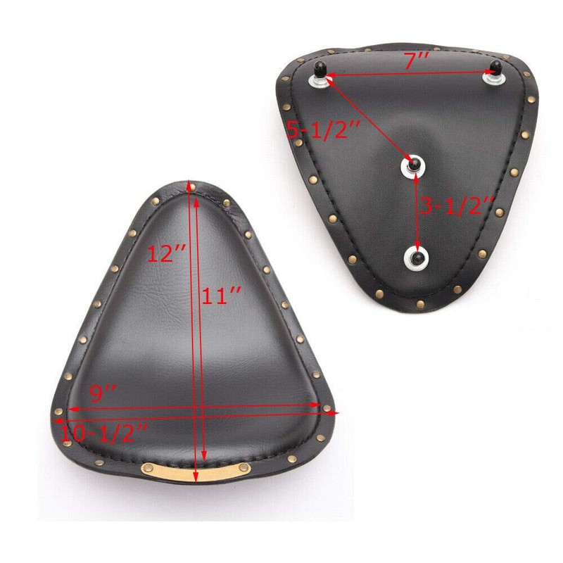 Black Motorcycle Rivet Solo Seat Spring Bobber With Base Plate