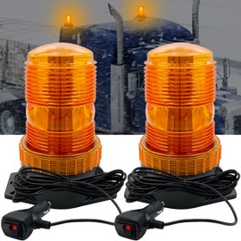 EASE2U E LED Strobe Light, 12V-24V Warning Emergency Safety Flashing Beacon Lights with Magnetic and 16.4 ft Straight Cord Vehicle Forklift Truck Tractor Golf Carts UTV Car Bus (2 PCS, Amber)