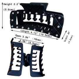 Bling bling Rhinestones Square Hair Clips Double Row Teeth,2 Rows Teeth Rectangle Hair Claw Clips with Shiny Rhinestones,Women Girls Sparkly Thick Hair Accessories Set(cream grey black)