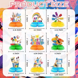 Oiuyamn 9 Pieces Paint Theme Birthday Party Decorations, Paint Honeycomb Centerpieces & 3D Centerpieces, Paint Splatter Party Table Decoration for Art Theme Baby Shower