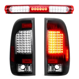LED Tail Light Assembly + 3rd Brake Light Kit Fit for Ford F150 1997-2003, for F150 Heritage 2004, Taillights (Clear Lens) and High Mount Stop Light (Red Lens), 3 Pcs