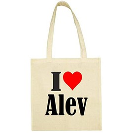 Reifen-Markt I Love Alev Shopping Bag School Bag Gym Bag 38 x 42 cm in Black or White, beige