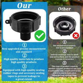 Wantmatch 250 Gallon IBC Water tote Hose Adapter, IBC Drain Adapter,Water Hose Male Adapter for Garden Hose,2" Fine Thread X 3/4" Male G Hose
