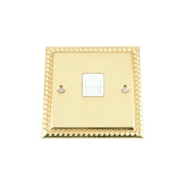 Master Telephone BT Plug Socket - Polished Brass - Georgian - White Insert