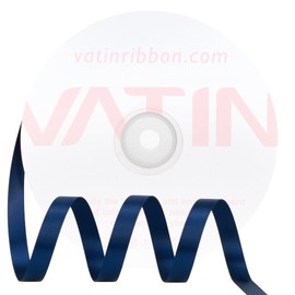 VATIN Double Face Navy Blue Satin Ribbon 3/8" Continuous 50 Yards,Blue Polyester Fabric Ribbon use for Bows Bouquet, Gift Wrapping, Floral Arrangement Wedding Decoration