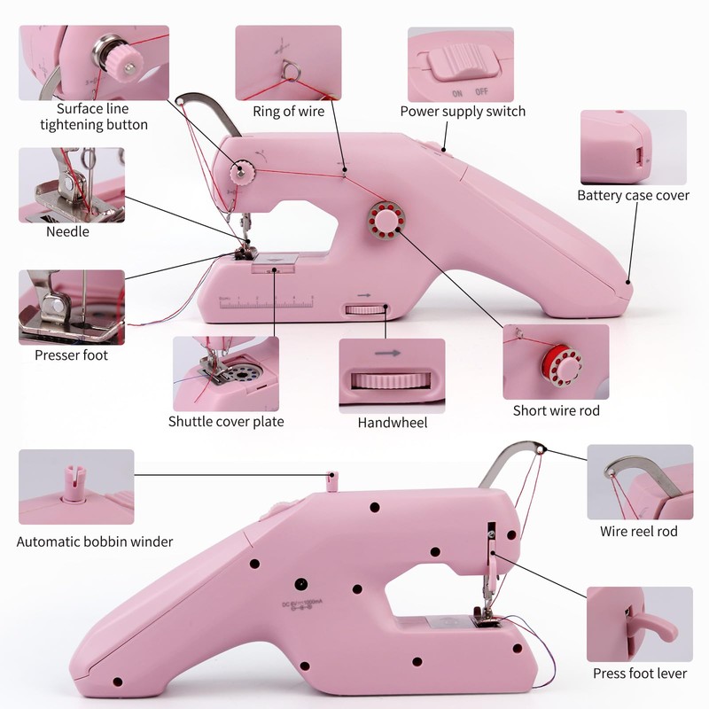 HKC Hand Sewing Machine, Portable Double Thread Electric Sewing Machine,