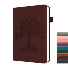 Dzhzal Tree of Life Lined Diary A5 Lined 120gsm Thick Journal 365 Pages Leather Hard Cover Diary for Women Men Writing Notebook with Pen Loop and Inner Pocket