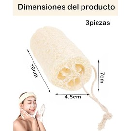 Zacate Para Cuerpo, Cepillo Para Cuerpo, 4 Piezas de Esponjas Naturales de Lufa, Exfoliante Corporal para Hombres y Mujeres, Ideal para Limpieza de Piel y Uso en Hogar, 10 x 4.5 x 7 cm