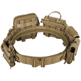 BOMTURN Tactical Battle Belt with Pouches Accessories Law Enforcement Duty Belts Combat Belt Military Utility Police Belt 8ps
